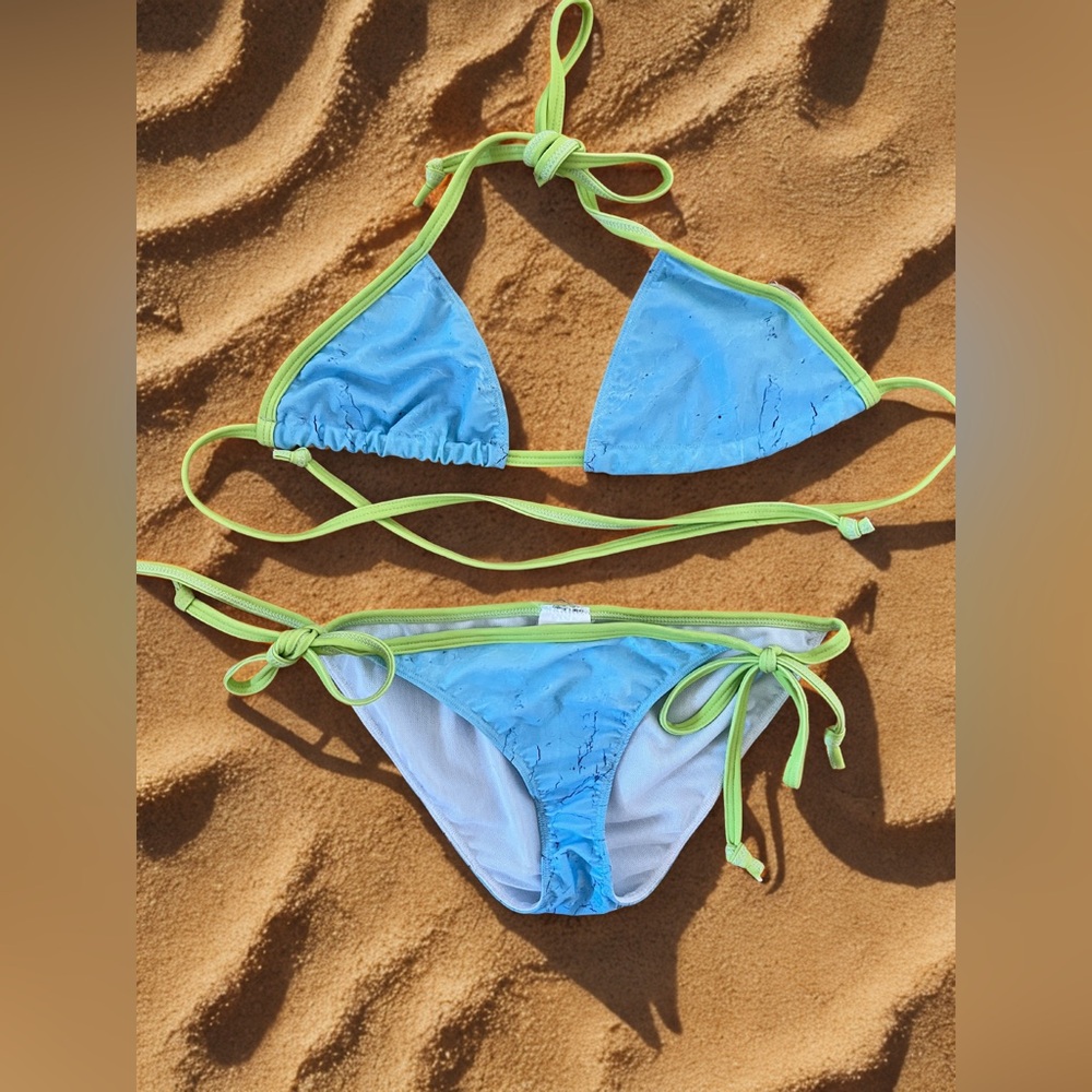 Brand - New: Triangle Bikini Set with Lime πβπ© Green Strapes - Picture 6 of 10